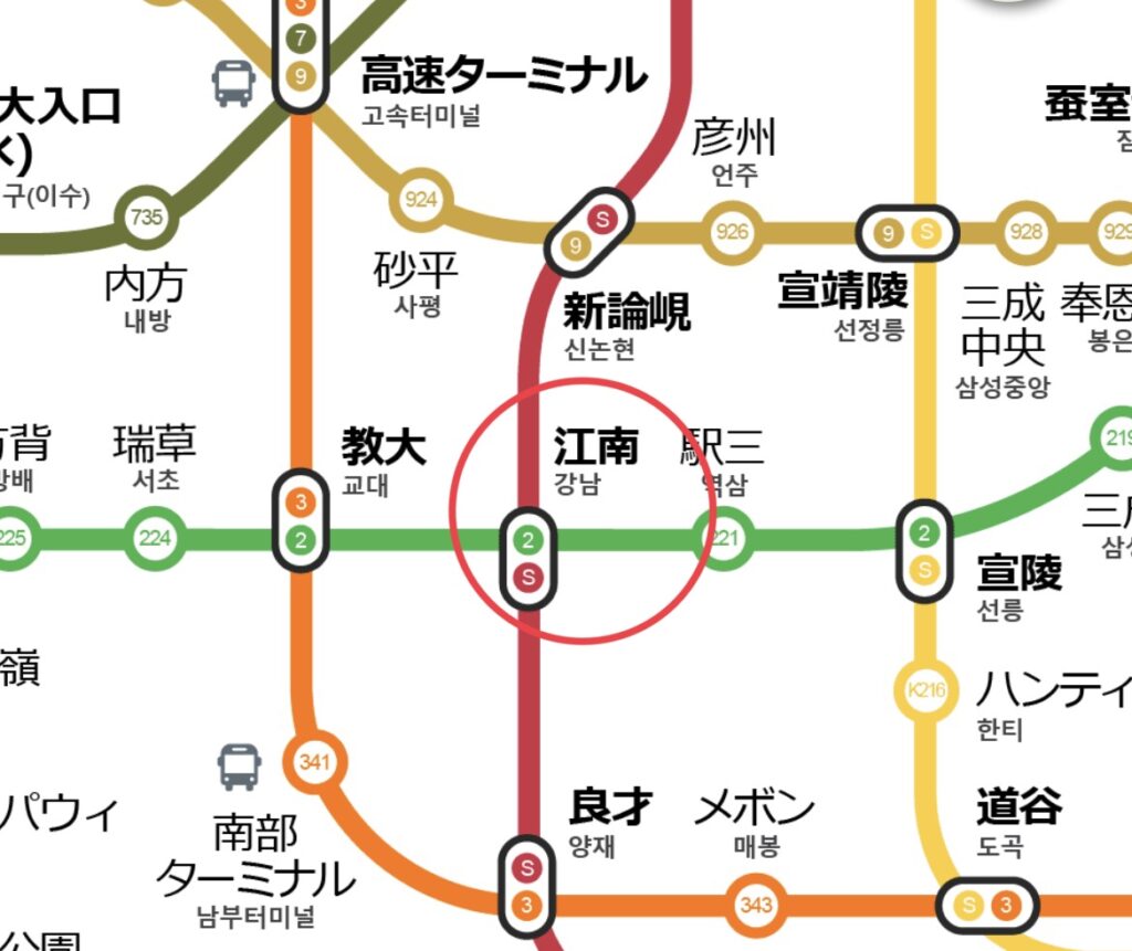 江南駅の路線図での位置